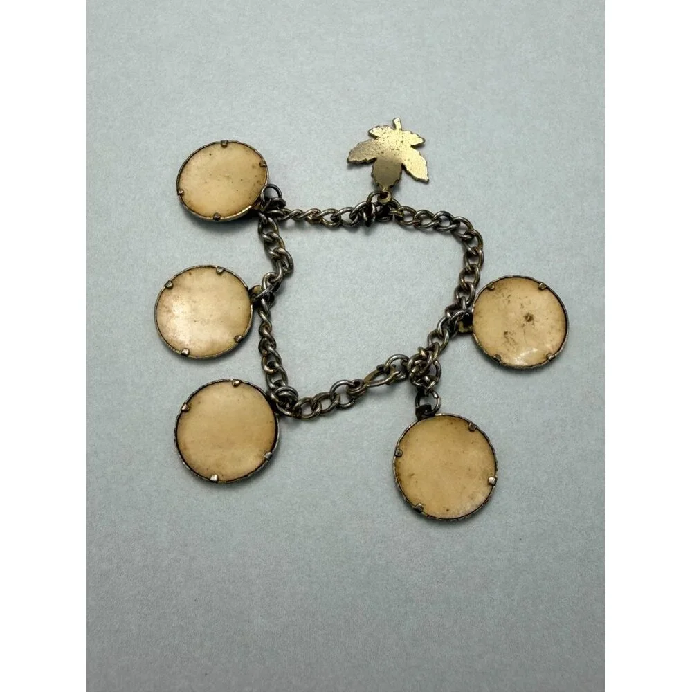 Antique Canadian Charm Bracelet Quebec Souvenir Silver Tone - Picture 9 of 9